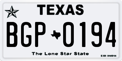 TX license plate BGP0194