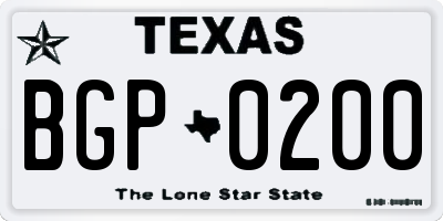 TX license plate BGP0200