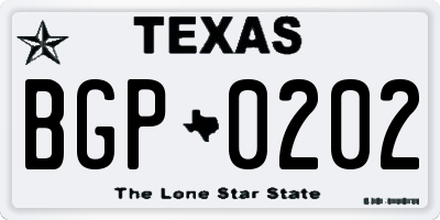 TX license plate BGP0202