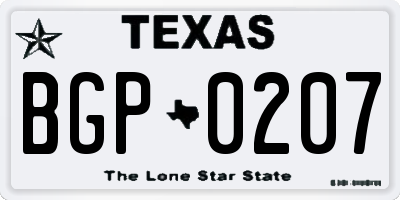 TX license plate BGP0207