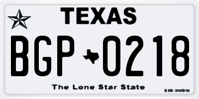 TX license plate BGP0218
