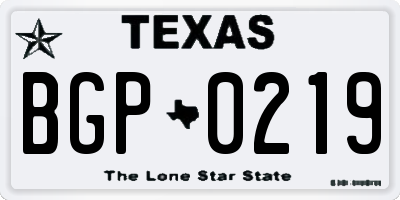TX license plate BGP0219