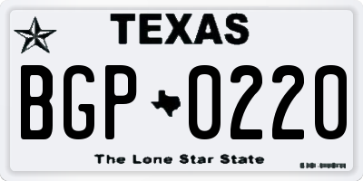 TX license plate BGP0220