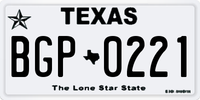 TX license plate BGP0221