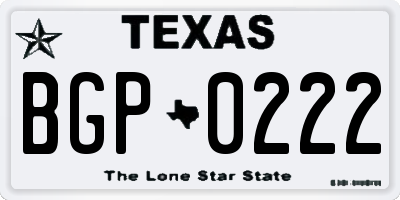 TX license plate BGP0222