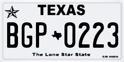TX license plate BGP0223