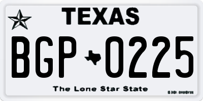 TX license plate BGP0225