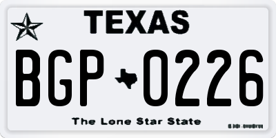 TX license plate BGP0226