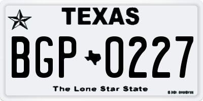 TX license plate BGP0227