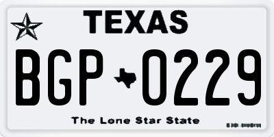 TX license plate BGP0229