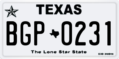 TX license plate BGP0231