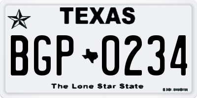 TX license plate BGP0234