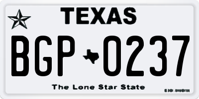 TX license plate BGP0237