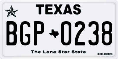 TX license plate BGP0238