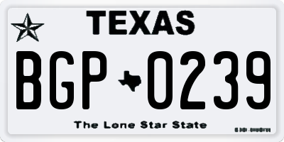 TX license plate BGP0239