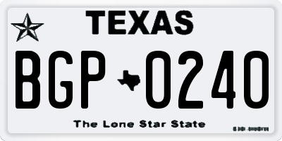 TX license plate BGP0240