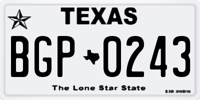TX license plate BGP0243