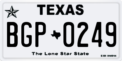 TX license plate BGP0249