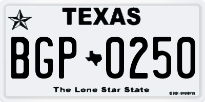 TX license plate BGP0250