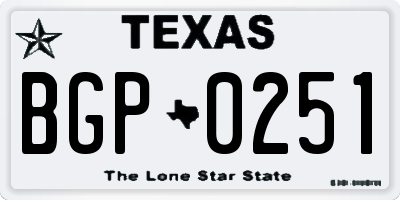 TX license plate BGP0251