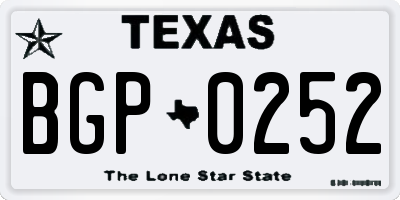 TX license plate BGP0252