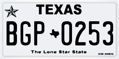 TX license plate BGP0253