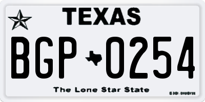 TX license plate BGP0254