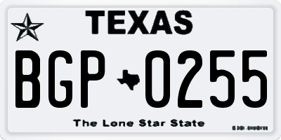 TX license plate BGP0255
