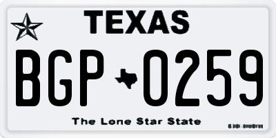 TX license plate BGP0259