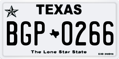 TX license plate BGP0266