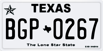 TX license plate BGP0267