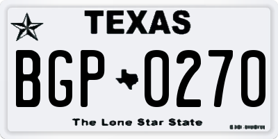 TX license plate BGP0270