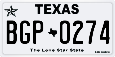 TX license plate BGP0274