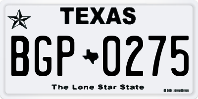 TX license plate BGP0275