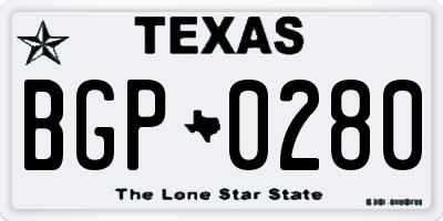 TX license plate BGP0280