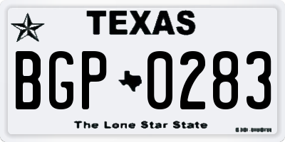 TX license plate BGP0283