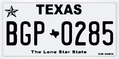 TX license plate BGP0285