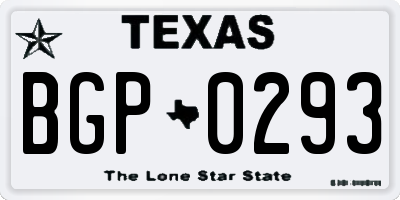 TX license plate BGP0293