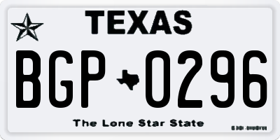 TX license plate BGP0296