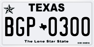 TX license plate BGP0300