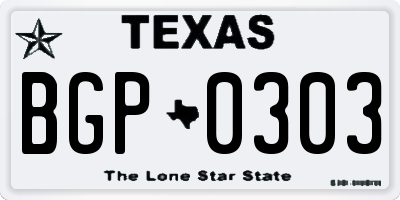 TX license plate BGP0303