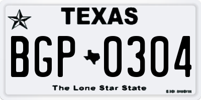 TX license plate BGP0304
