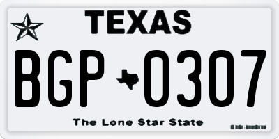 TX license plate BGP0307