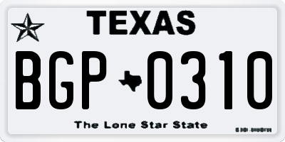 TX license plate BGP0310