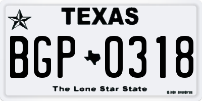 TX license plate BGP0318