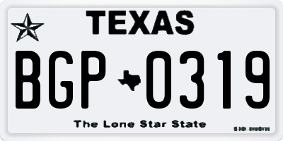 TX license plate BGP0319