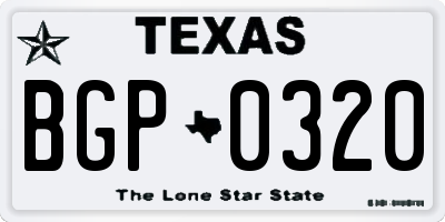 TX license plate BGP0320
