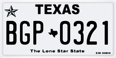 TX license plate BGP0321