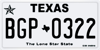 TX license plate BGP0322