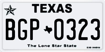 TX license plate BGP0323